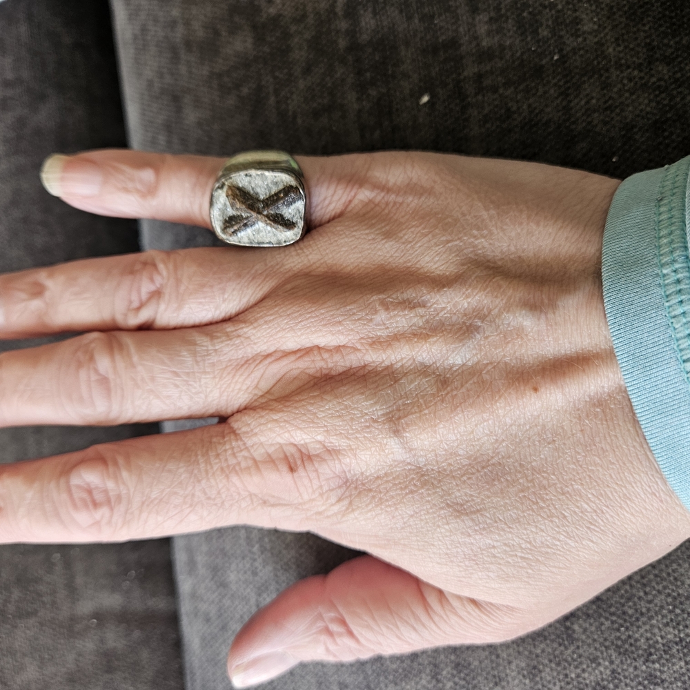 Silver Geometric Ring - image 1